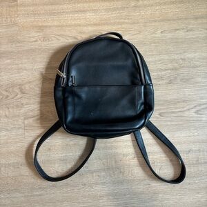Stylish Black Leather Backpack